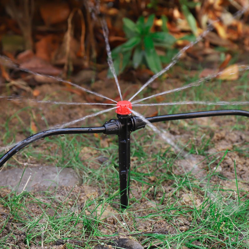 FULAIERGD Drip Irrigation Emitters, Adjustable 360 Degree 8 Hole Drippers with Stake for 1/4 Inch Drip Irrigation Tubing, Ideal for (4-7mm) Garden Hose Watering System Red (25 Pcs Drippers Red) - Image 5